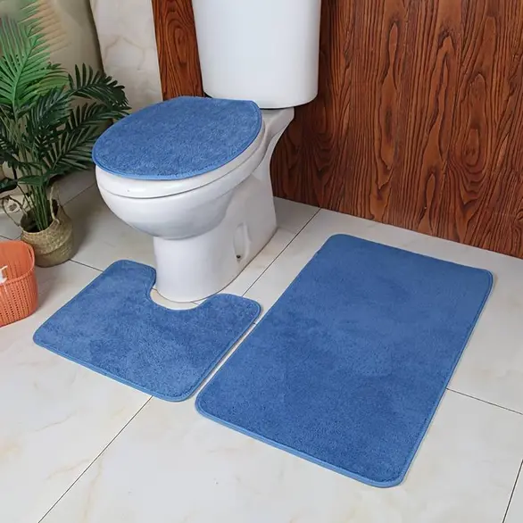3-teiliges Badezimmerteppich rutschfestem, weichem Toilettenbezug und Teppich...