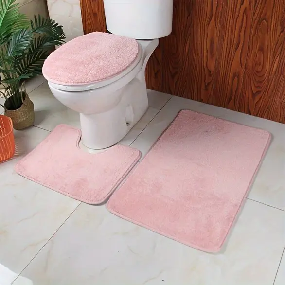 3-teiliges Badezimmerteppich rutschfestem, weichem Toilettenbezug und Teppich...