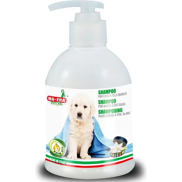 MAFRA Shampoo reinigt das weiße Fell von Hunden und beseitigt gelbliche Pet Line