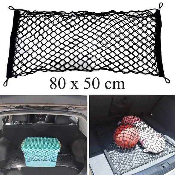 Auto-Aufbewahrungsnetz, Gepäckstopp-Tasche, flexibles Netz, 80x50 cm Kofferraum