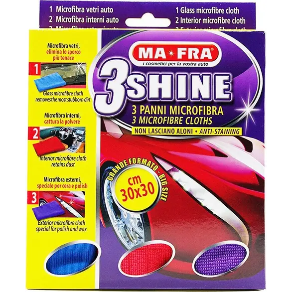 MAFRA 3SHINE 3 Anti-Flecken-Mikrofasertücher für Innen- und Außenfenster von...