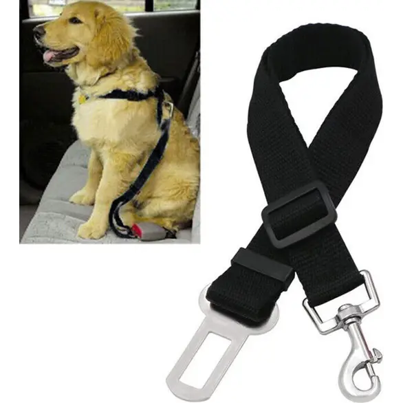 Hunde-Sicherheitsgurt, verstellbare Leine, universelles Autohalsband, Schwarz