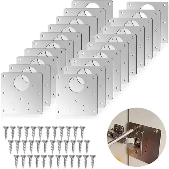20x Scharnier-Reparaturplatten mit Schrauben für Schränke und Möbel