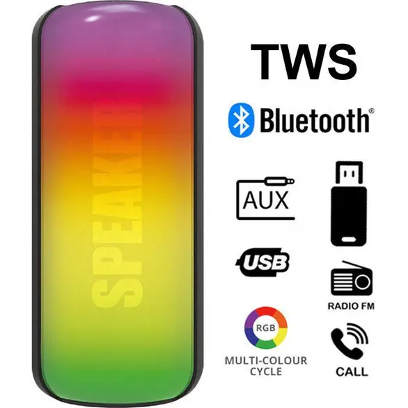 Tragbarer kabelloser Bluetooth-Lautsprecher TWS RGB-LEDs, USB-FM-Lautsprecher