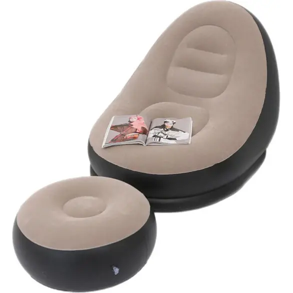 Beflockter aufblasbarer Sessel 116x98x83 cm mit Fußstütze Relax Home mit Pumpe