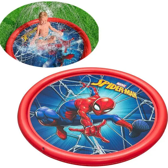 Wasserspielmatte für Kinder, Spritzschutz, 165 cm, Spiderman, Pool, Garten