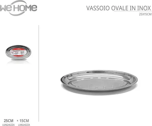 5x ovales flaches Tablett aus Edelstahl für Küche mit einer Kapazität 23-45...