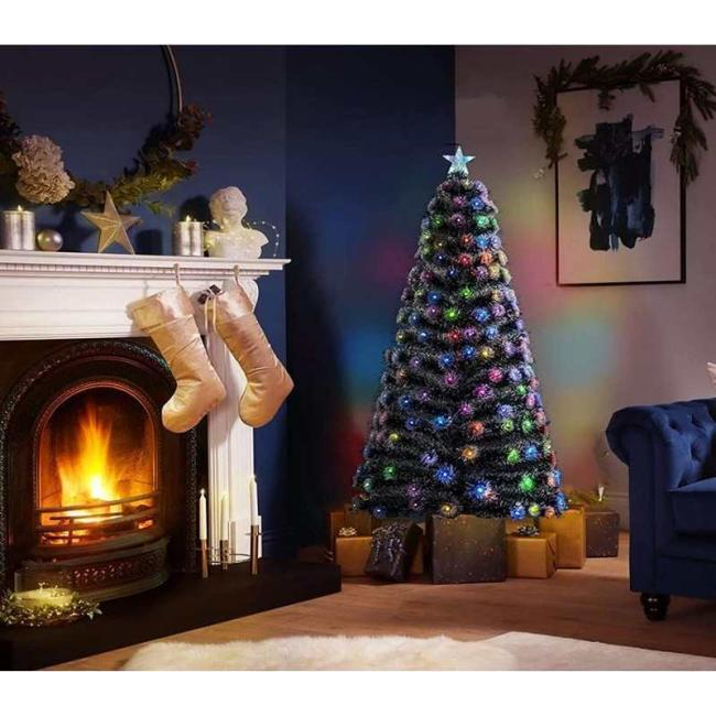 Kunstfaser-LED-Weihnachtsbaum 7 Farben RGB Weiß 150cm Weihnachten 6