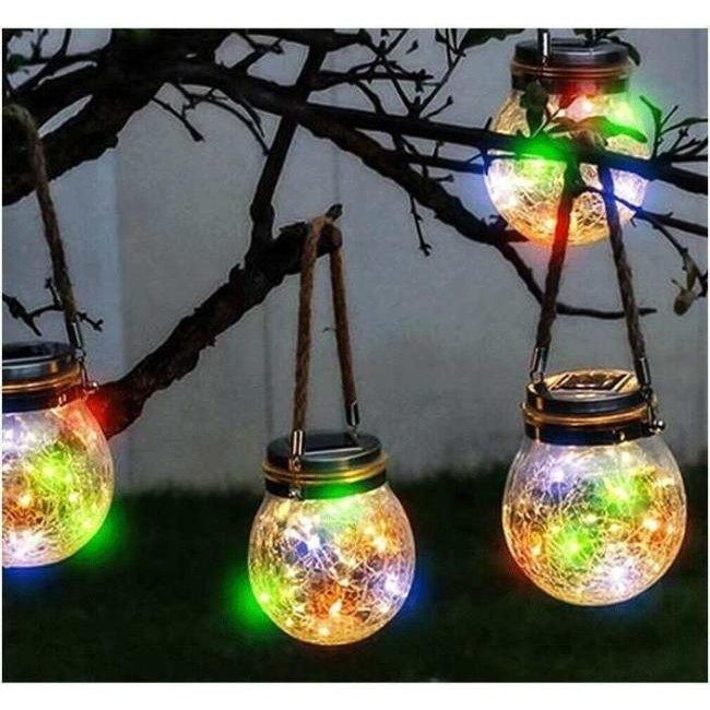 Outdoor Solarlaterne Lampe LED-Licht mit RGB Vintage Suspended Garden Farben...