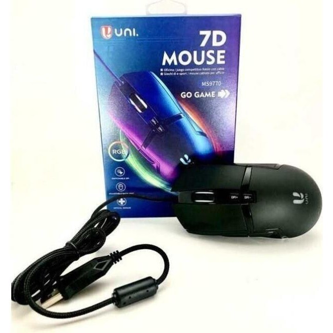 USB-Gaming-Maus, kabelgebunden, RGB-LED, beleuchtet, 6400 DPI, 7 Tasten, optisch