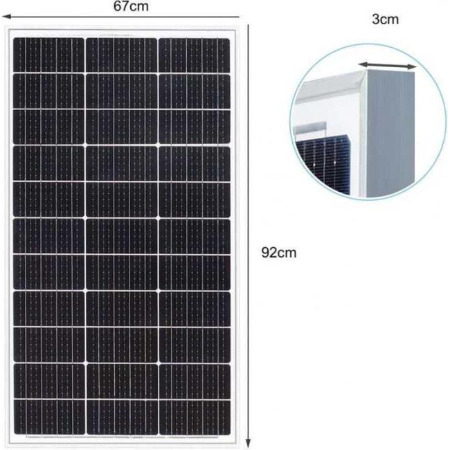 Monokristallines Solarmodul 100 W Watt Photovoltaik-Kit-System 92 x 67 cm 2