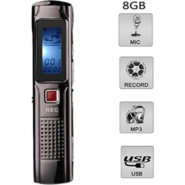 Digital Voice Recorder 8 GB wiederaufladbarer MP3-Voice Recorder Mini-USB-Voice