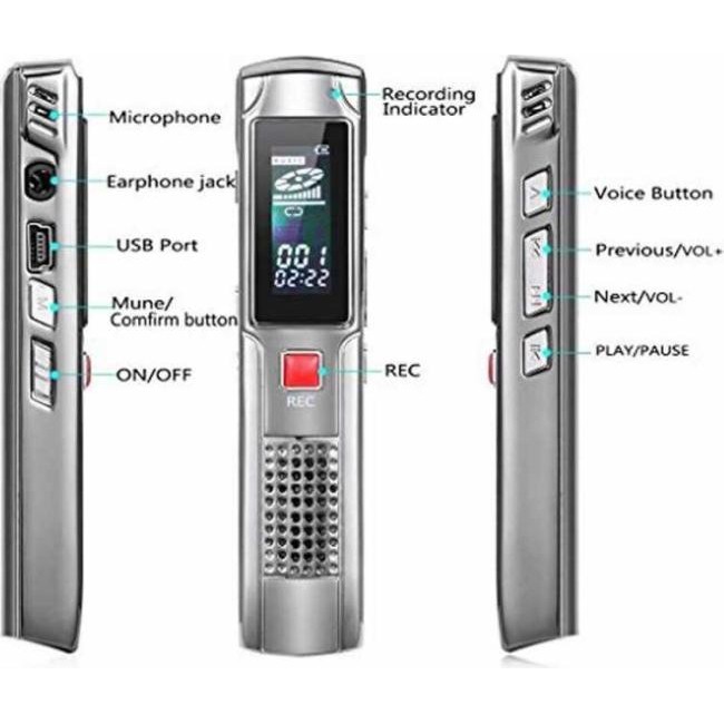 Digital Voice Recorder 8 GB wiederaufladbarer MP3-Voice Recorder...