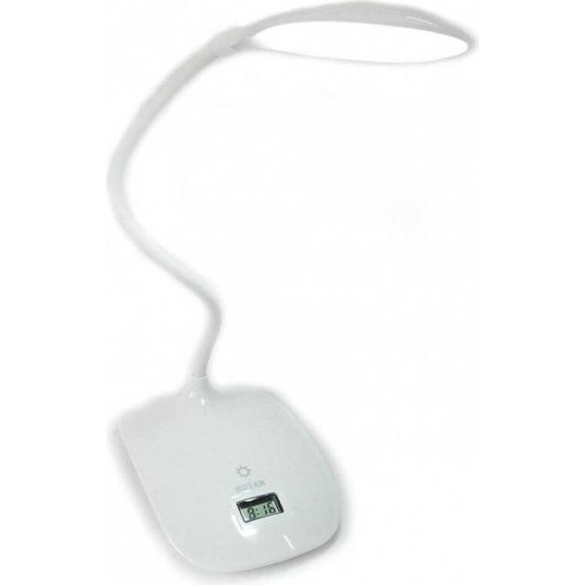 LED-Tischlampe mit Gelenkstiel, Berührungsschalter mit Mini-Uhr
