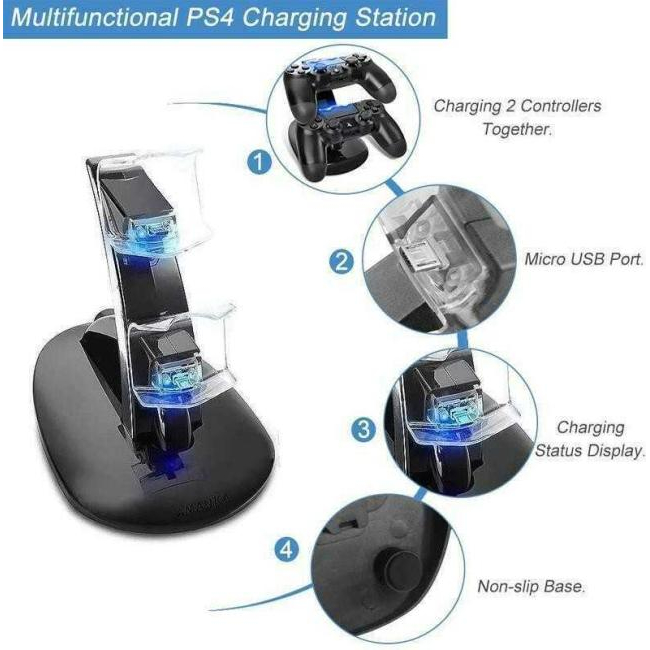 Praktische Dual-Ladestation für 2 PS4-Controller 3