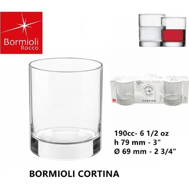 3x Wassergläser Mod. Cortina Vino 19,5cl in transparentem Getränkeglas 6